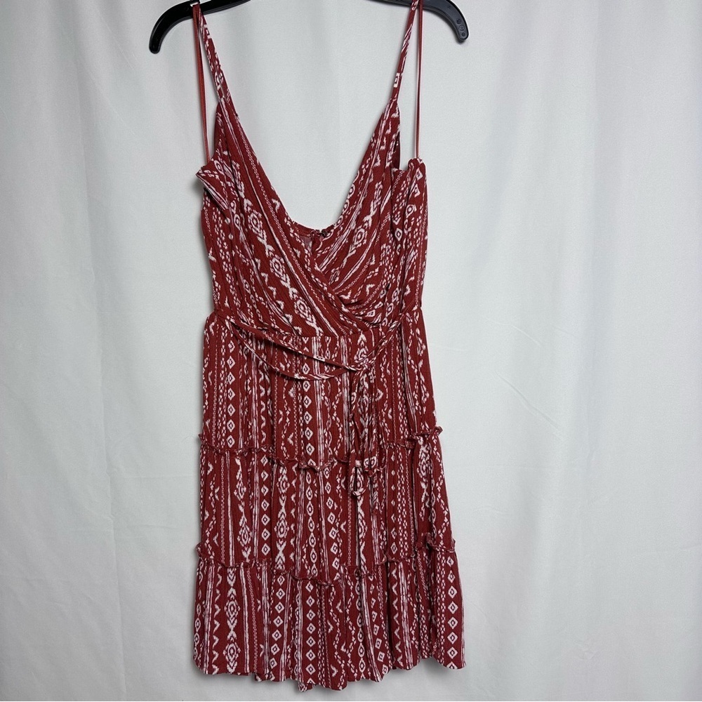 Francesca’s Blue Rain Women’s Dress Boho Chic Medium Rust Aztec NWT